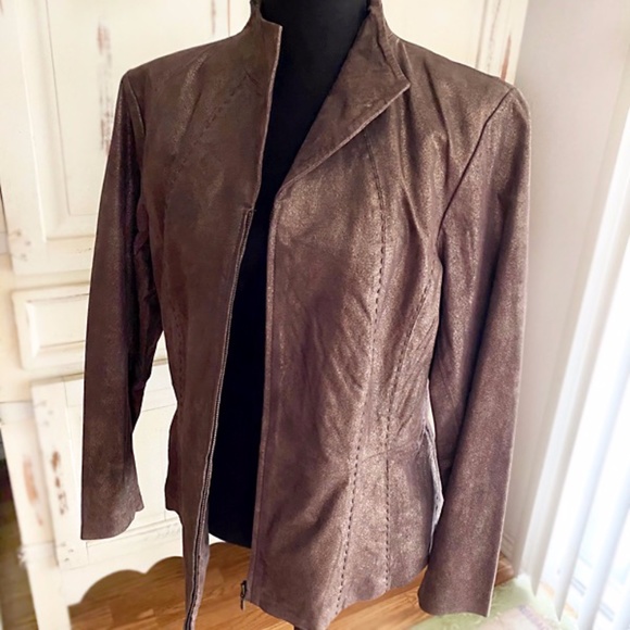 Bronze Leather Jacket by COLDWATER CREEK🍁 - Picture 5 of 9